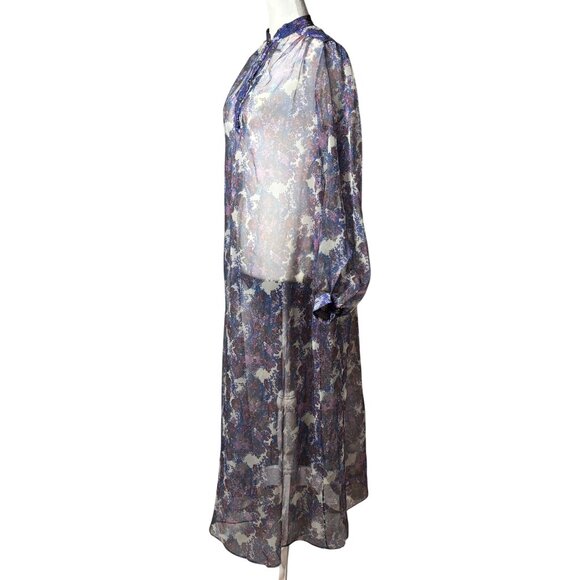 Vintage Dalani II Sheer Floral Maxi Dress 70s Boho Ethereal Size 12 USA Made - Picture 4 of 12